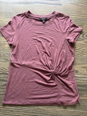 Simply Vera Vera Wang Dusty Rose Twist-Front Short Sleeve Tee
